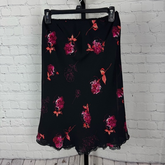 Versailles Black Floral Slip Skirt No Size *Check Measurements* - Picture 5 of 6